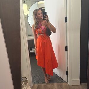 YUKIKO NORITAKE X ANTHROPOLOGIE ASYMMETRICAL FLORAL MIDI DRESS